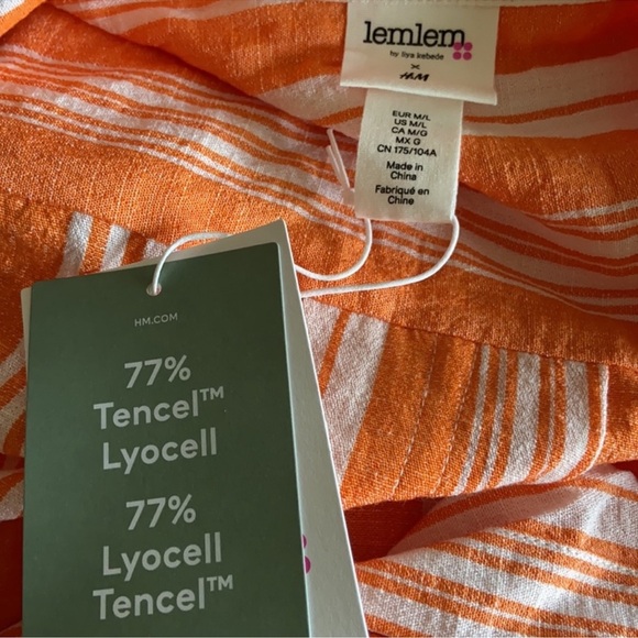 LEMLEM X‎ H&M LONG ORANGE/ WHITE LYOCELL SHIRT BEACH
COVERUP M/L - Picture 5 of 7